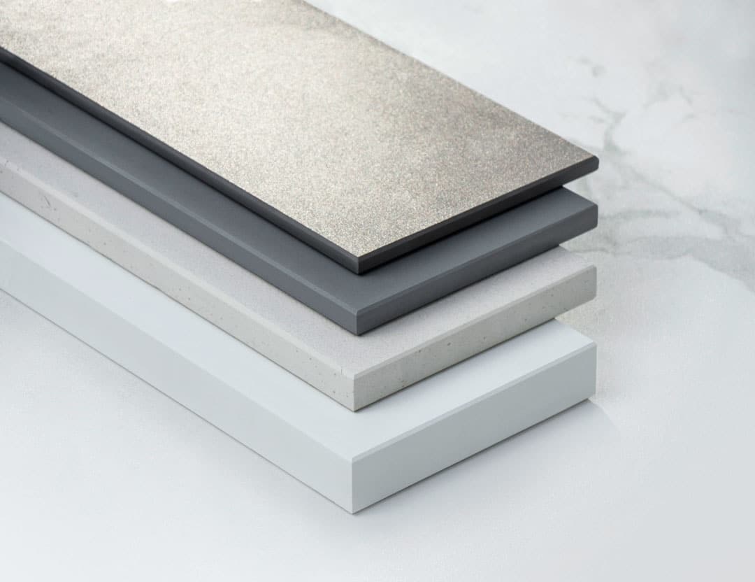 Dekton worktop surfaces stacked on top of each other
